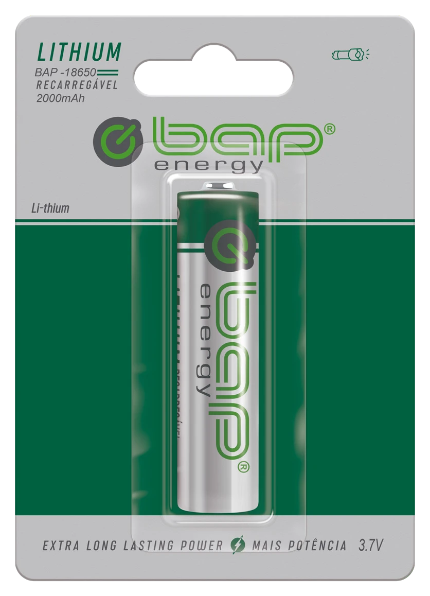 BAP-18650B — Pilha 18650B de lítio recarregável | BAP Energy
