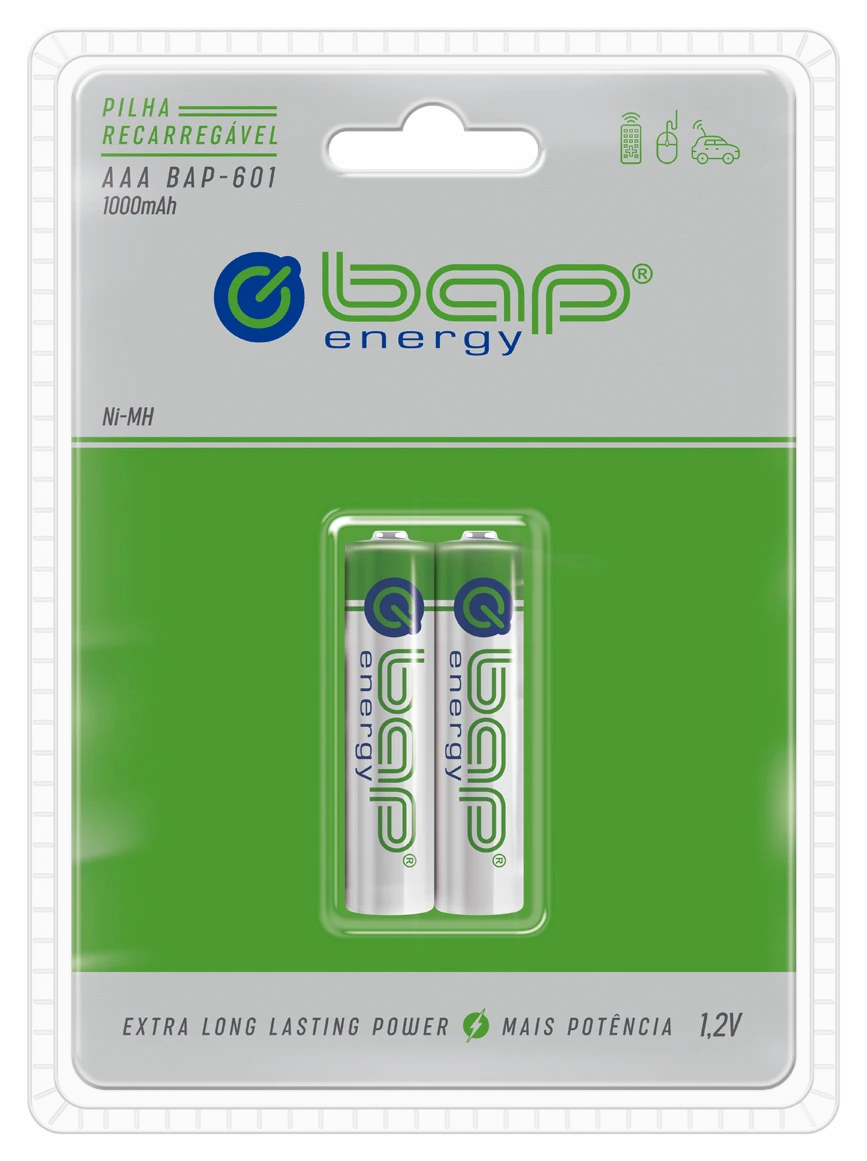 BAP-601 — Pilhas AAA recarregáveis | BAP Energy