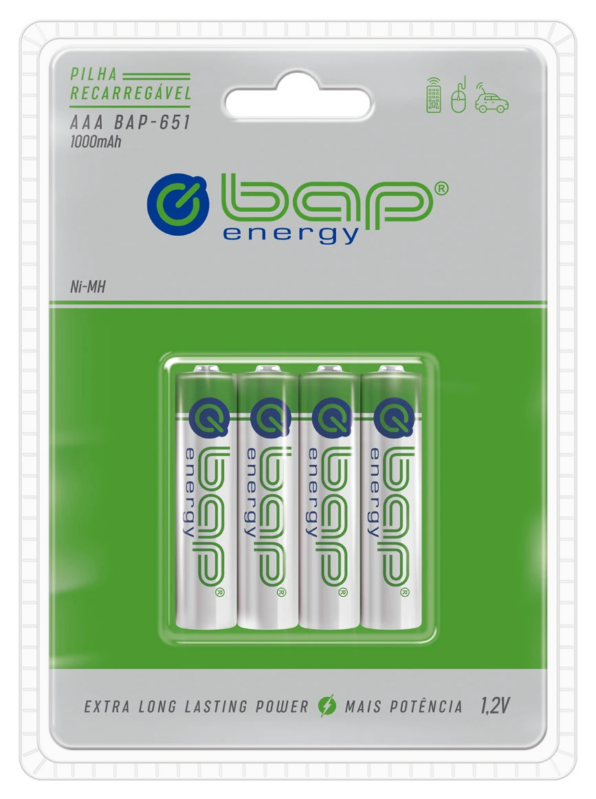BAP-651 — Pilhas AAA recarregáveis | BAP Energy